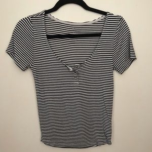Tight striped button up top